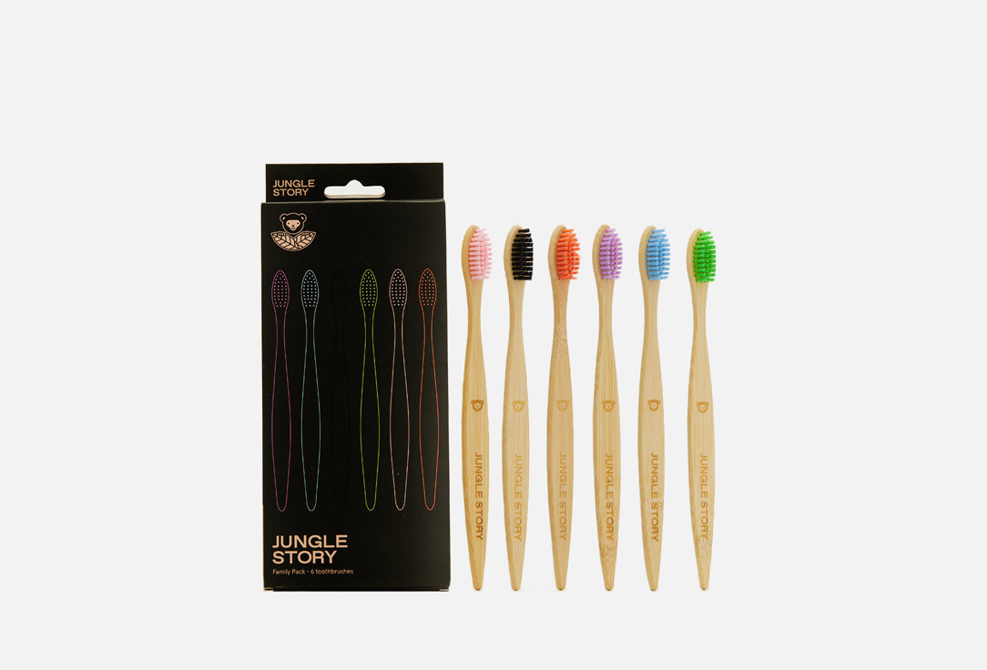 комплект зубных щеток 10 шт разноцветные Комплект зубных щеток JUNGLE STORY Kit Bamboo 6 шт