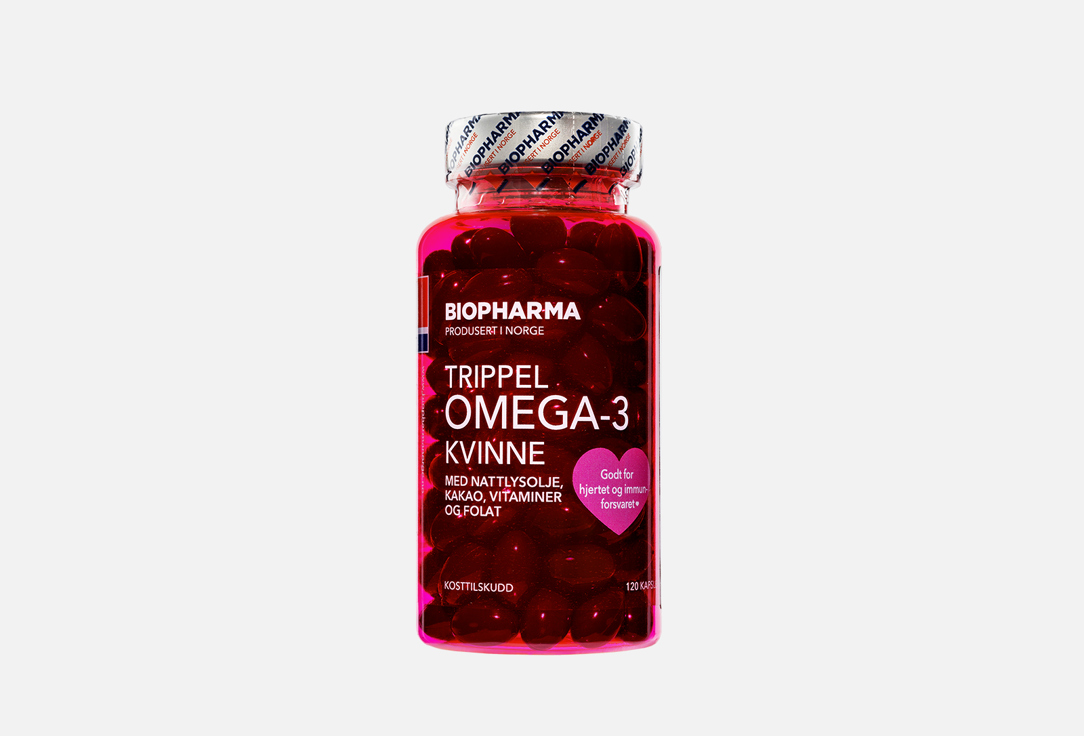 БАД для женского здоровья BIOPHARMA Омега 3, витамины E, D, K, фолат 