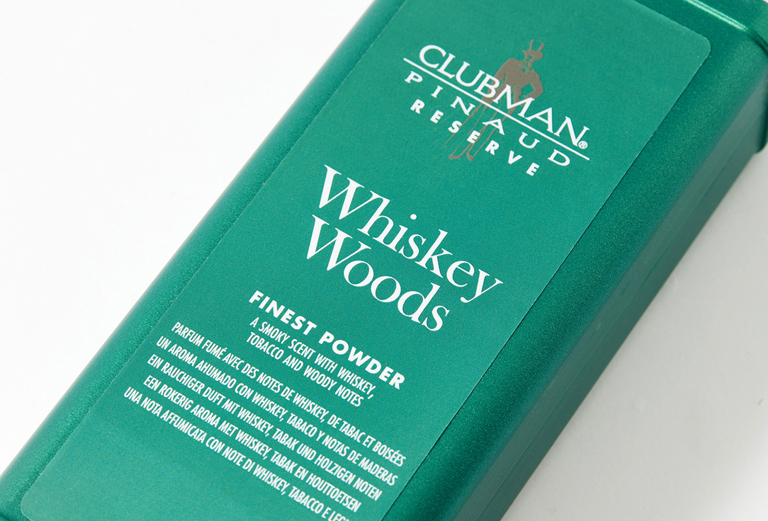 Универсальный тальк с ароматом виски и дерева CLUBMAN Whiskey Woods Powder 