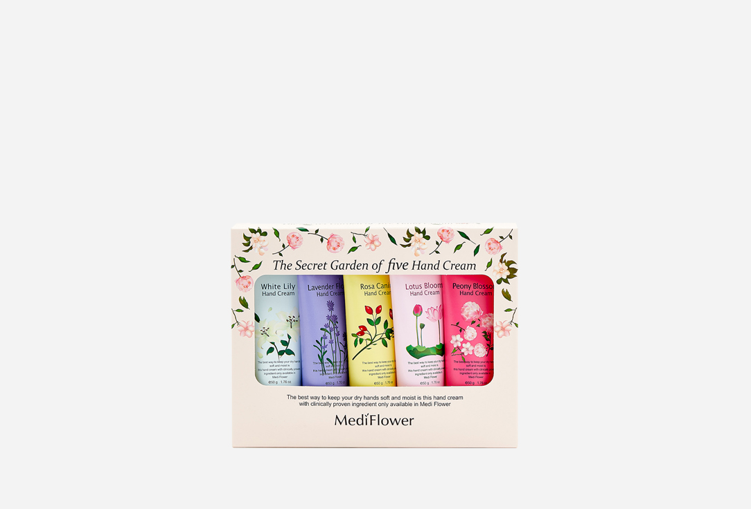 Подарочный набор кремов для рук «Цветочный сад» Mediflower The Secret Garden Of Five Hand Cream Set 