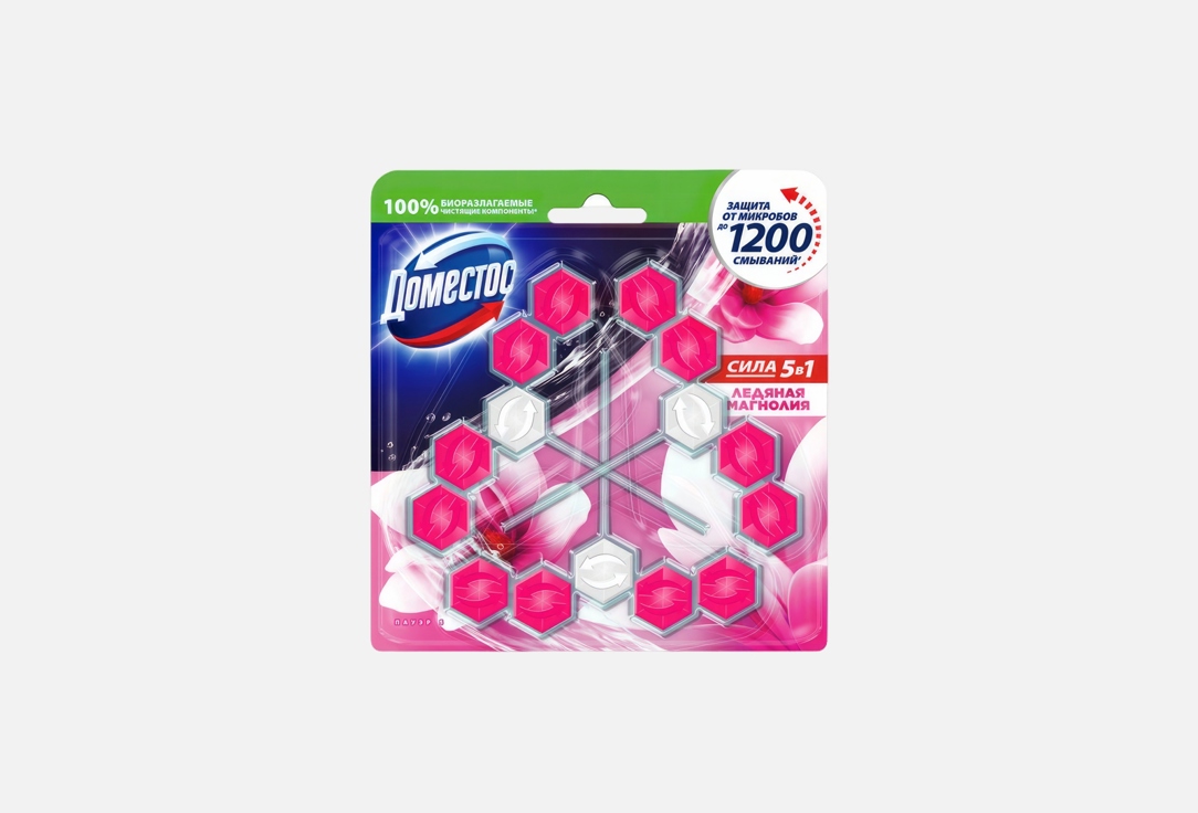 

Блок для очищения унитаза ДОМЕСТОС, Pink Magnolia 3 шт