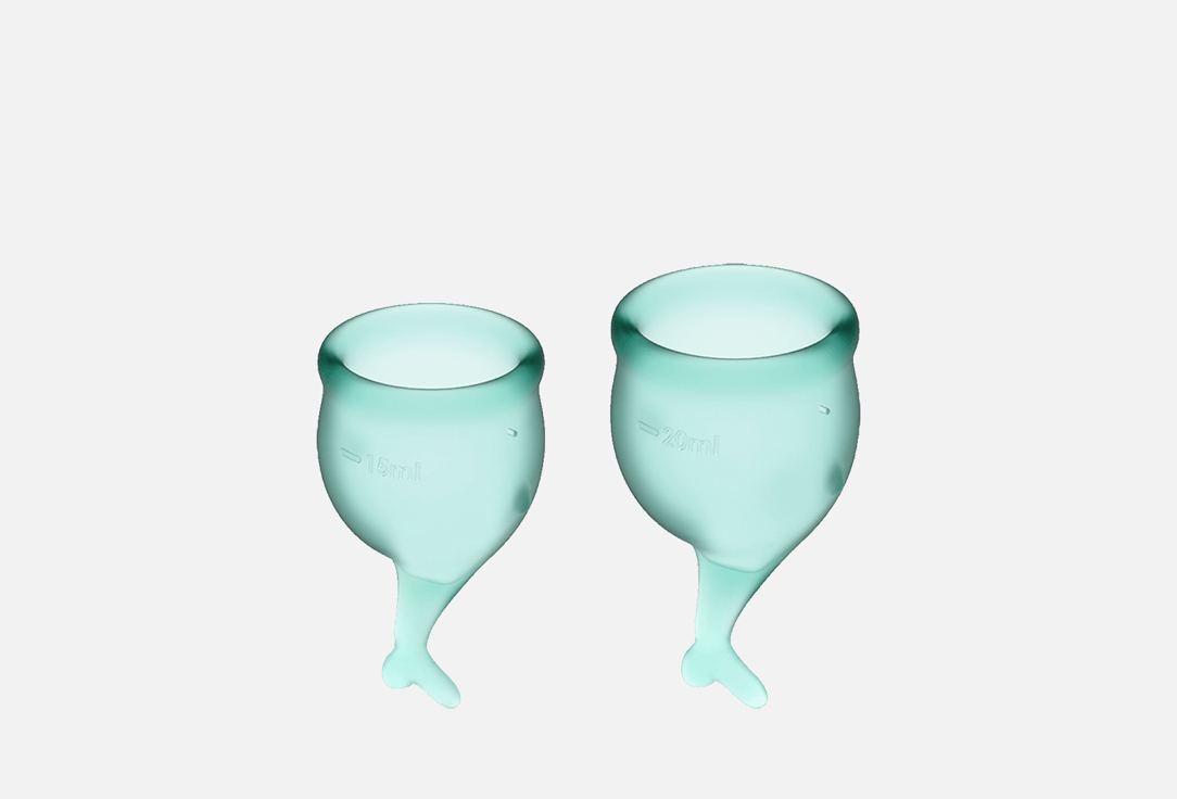 satisfyer чаша менструальная feel secure светло голубая набор 2 шт Менструальная чаша SATISFYER Dark green 2 шт