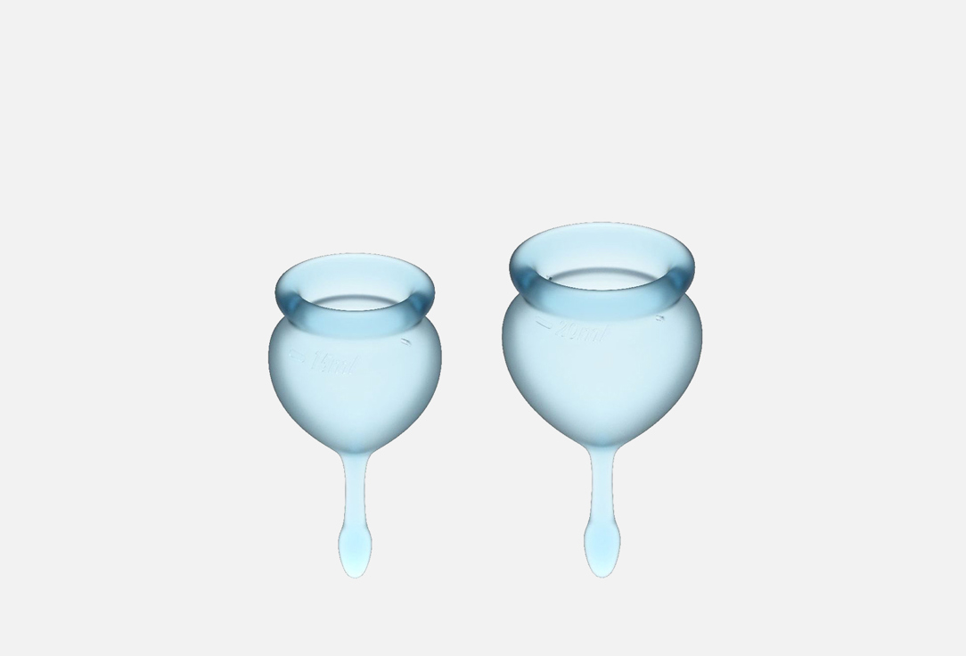 набор голубых менструальных чаш feel confident menstrual cup satisfyer j1762 3 голубой Набор менструальных чаш, 2шт SATISFYER Feel good Menstrual Cup 2 шт