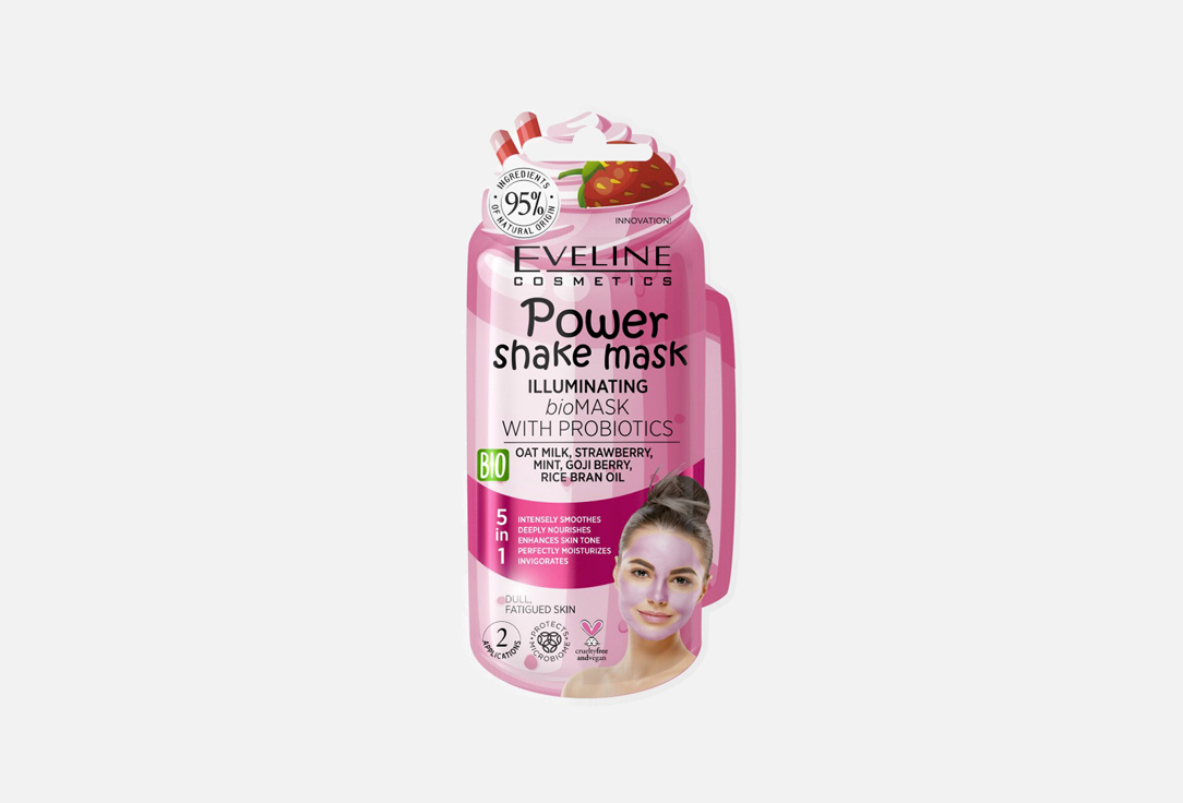 маска для лица для сияния кожи с пробиотиками Eveline Power Shake Mask Bio 