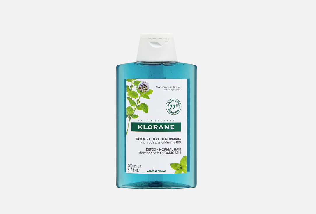 Детокс-шампунь KLORANE С органическим экстрактом водной мяты 200 мл шампуни klorane шампунь успокаивающий с органическим экстрактом пиона