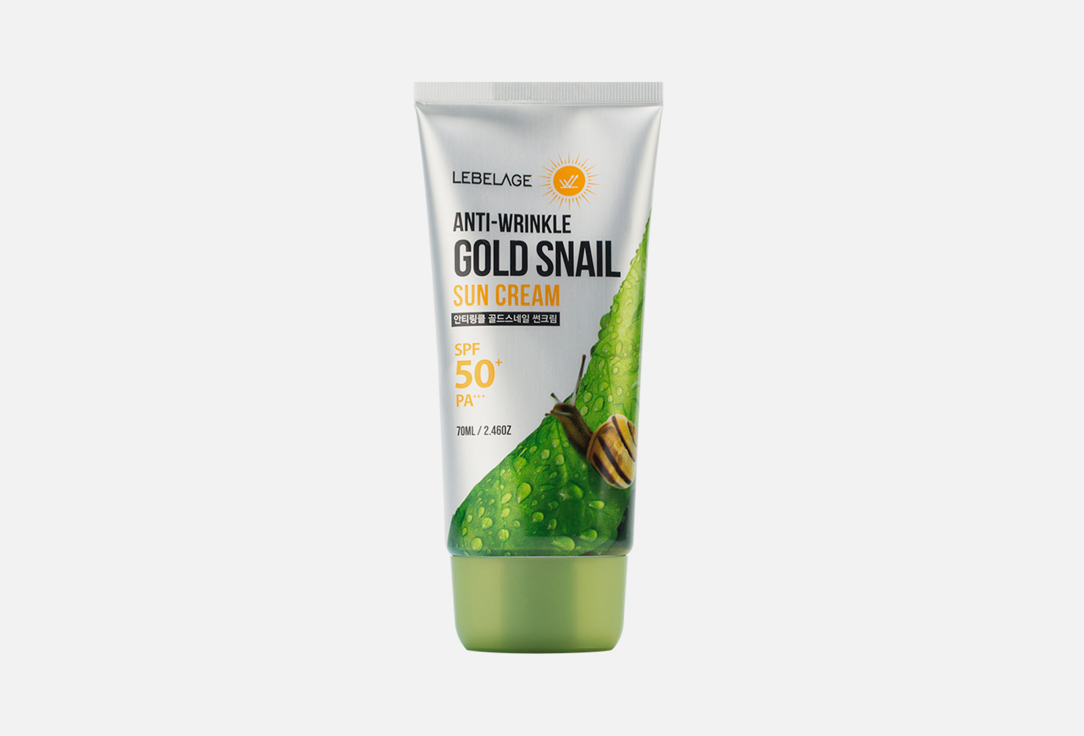 цена Солнцезащитный крем для лица против морщин SPF50+ LEBELAGE Anti-Wrinkle Gold Snail 70 мл