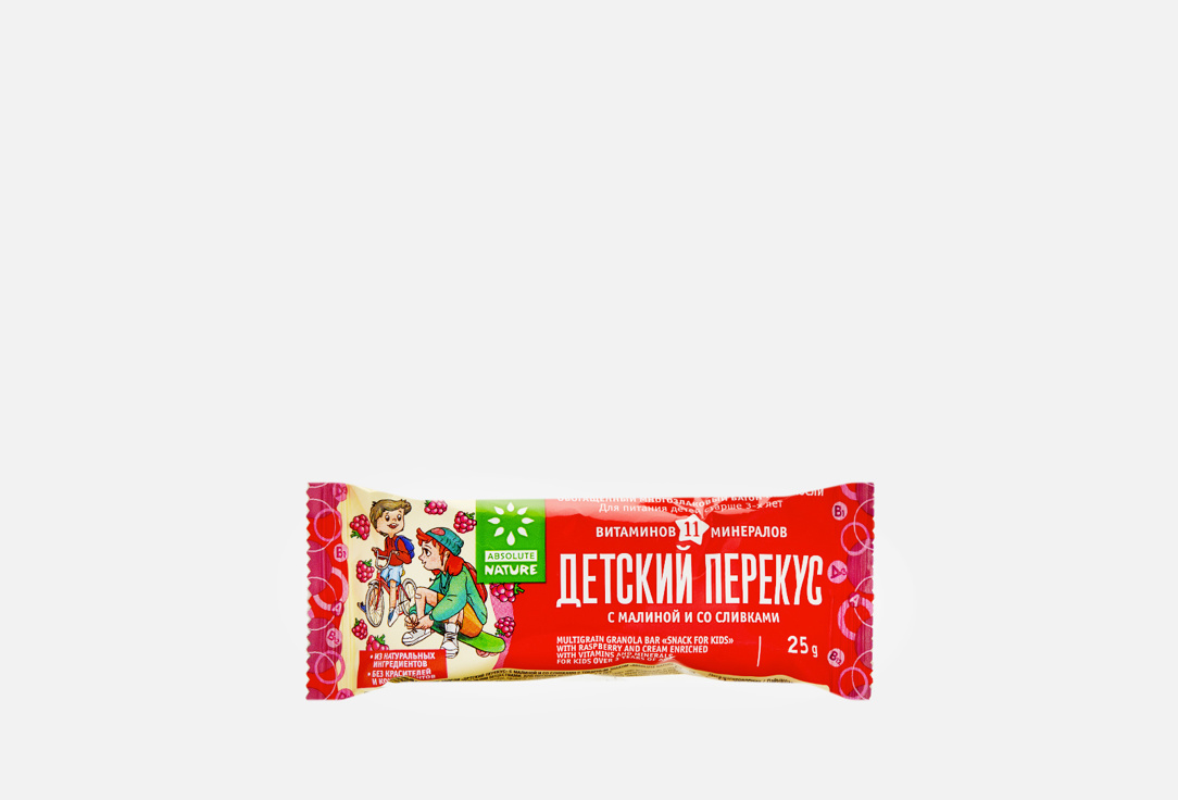 

Батончик-мюсли С МАЛИНОЙ И СЛИВКАМИ ABSOLUTE NATURE, ДЕТСКИЙ ПЕРЕКУС 1 шт