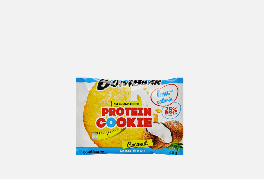 Протеиновое печенье BOMBBAR Кокос 1 шт мороженое протеиновое bombbar сочная дыня без сахара 150 г