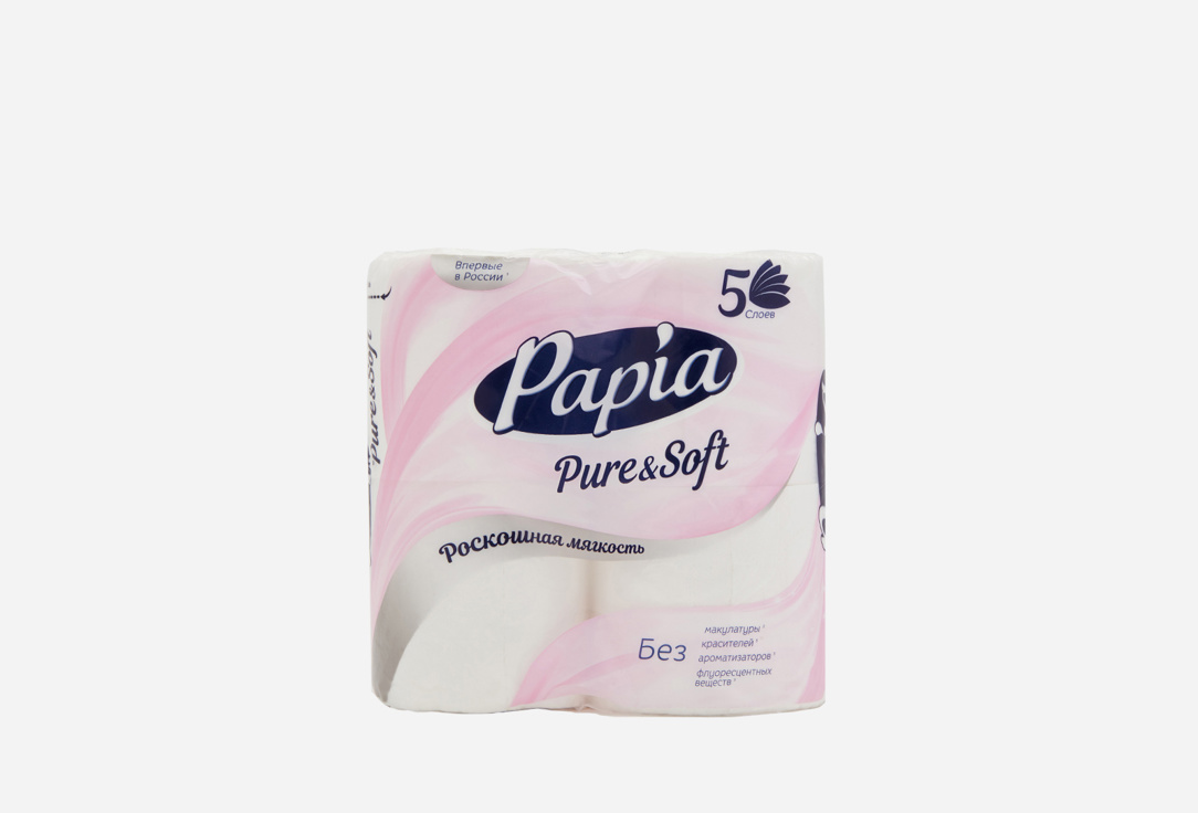 Туалетная бумага PAPIA DELUXE 4 шт туалетная бумага papia белая 3 слоя 4 рулона