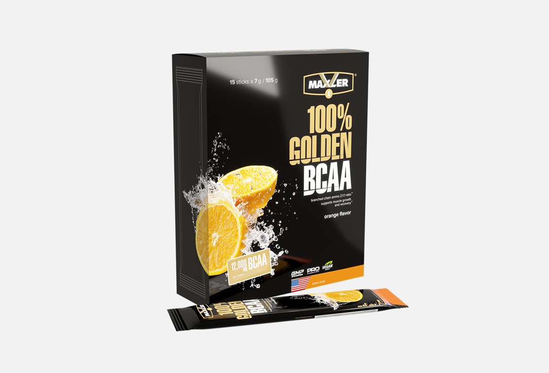 Аминокислоты со вкусом апельсина 15шт*7гр MAXLER 100% Golden BCAA 