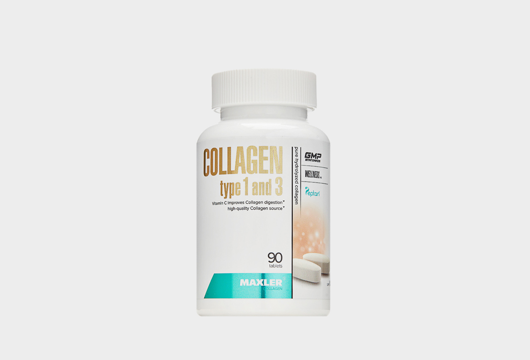 Коллаген с витамином С MAXLER 1 и 3 типа в капсулах 90 шт bluebonnet nutrition beautiful ally collagen type i iii 1 000 mg 90 caplets