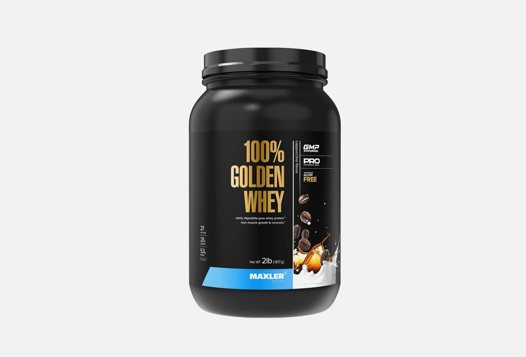 Протеин со вкусом капучино MAXLER 100% Golden Whey 908 г maxler eu golden bar 60 г коробка 12шт double chocolate flavor