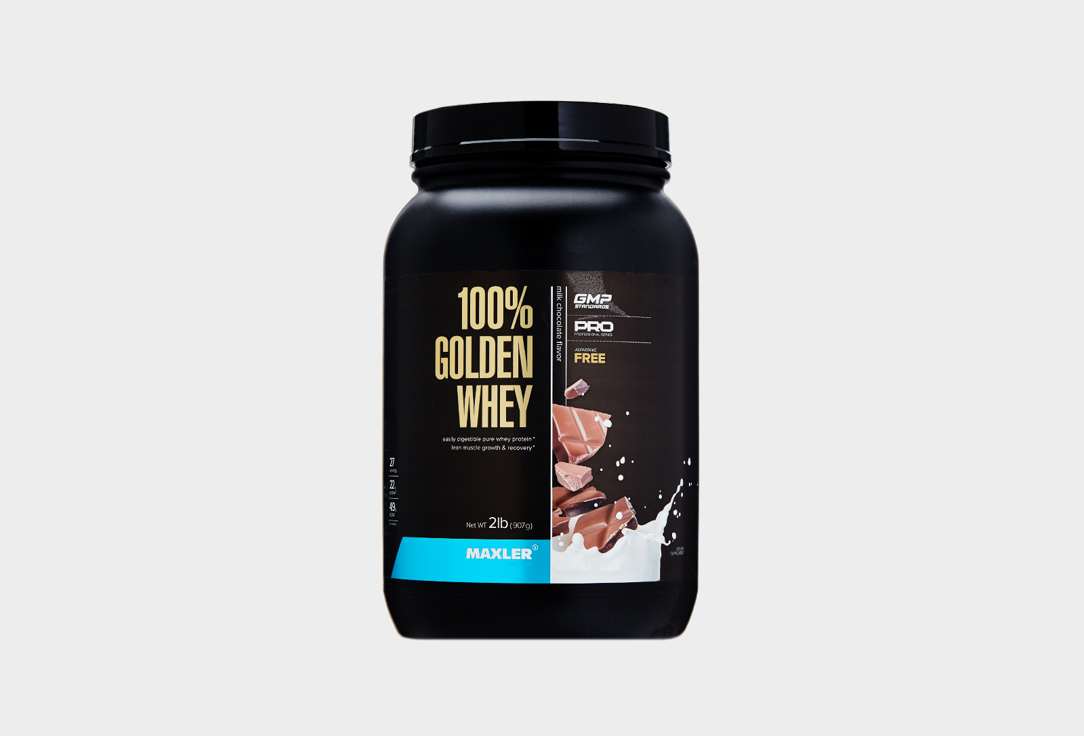 Протеин MAXLER Golden Whey, концентрат сывороточного белка, изолят сывороточного белка, Молочный шоколад 908 г протеин maxler 100% golden whey 2270 гр капучино