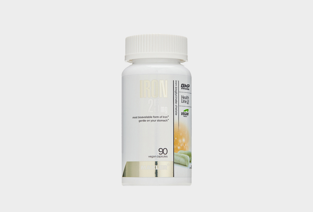 БАД для укрепления иммунитета MAXLER Iron 25 mg Bisglycinate Chelate, в капсулах 90 шт цена и фото