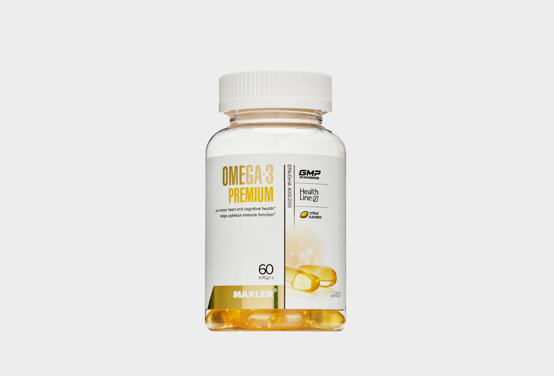БАД для Поддержки сердечно-сосудистой системы MAXLER Omega 3 Premium, в капсулах 60 шт комплекс витаминов и минералов для поддержки сердечно сосудистой системы maxler omega 3 gold в капсулах 120 шт