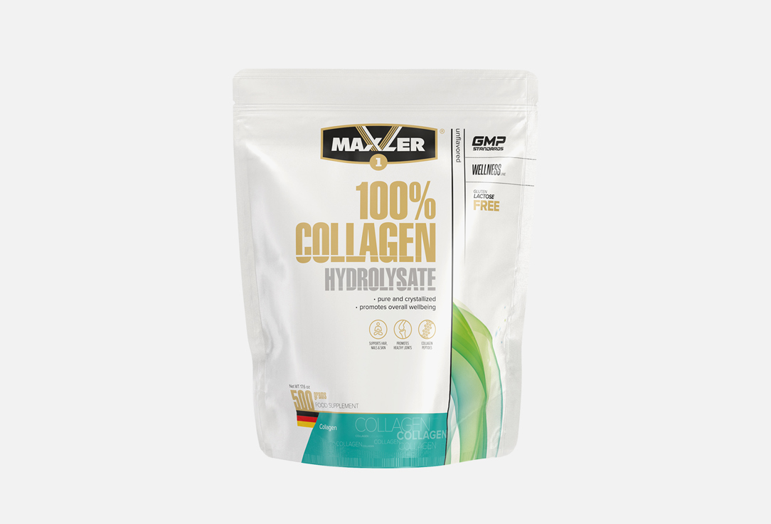 БАД для Поддержки опорно-двигательного аппарата MAXLER 100% Collagen Hydrolysate 500 г бад для поддержки опорно двигательного аппарата green leaf formula collagen hyaluronic acid glucosamine 60 шт