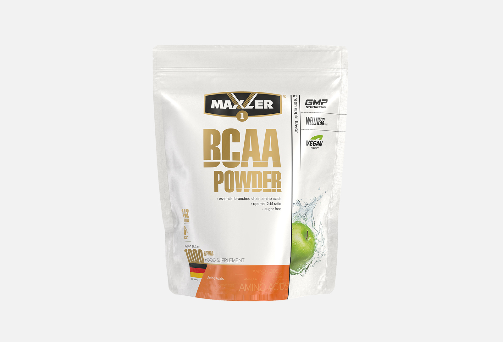 MAXLER Аминокислоты со вкусом яблока BCAA Powder 1000 г — купить в Москве