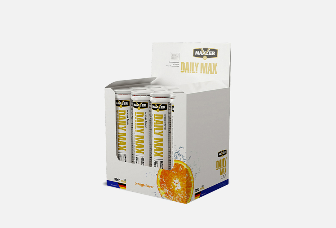 Витаминно-минеральный комплекс со вкусом апельсина 20x12 MAXLER Daily Max Effervescent Tabs 20 шт аминокислотный комплекс maxler 100% golden апельсин 210 гр