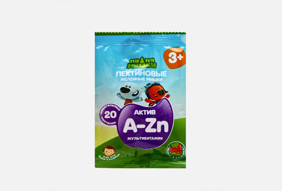 

Пектиновые желейные пастилки со вкусом яблока и клубники МИ-МИ-МИШКИ, Актив Мультивитамин 20 шт