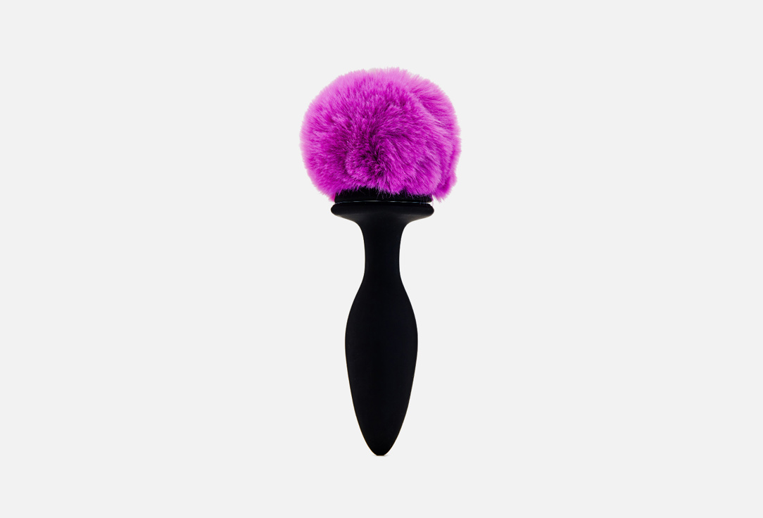 Анальная вибровтулка черно-фиолетовая M Happy Rabbit Medium Rechargeable Vibrating Bunny Tail Butt Plug 4.75 Inches 
