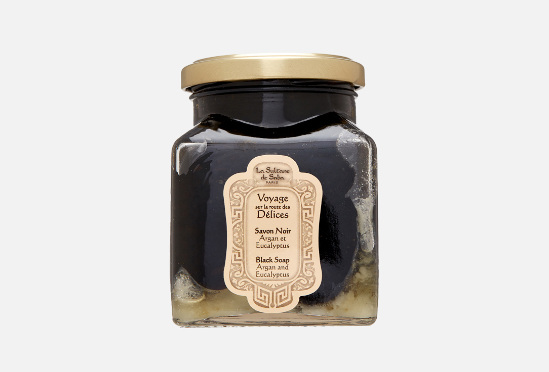 Черное мыло для лица и тела c аргановым маслом и эвкалиптом La Sultane de Saba Black Soap With Argan Oil 