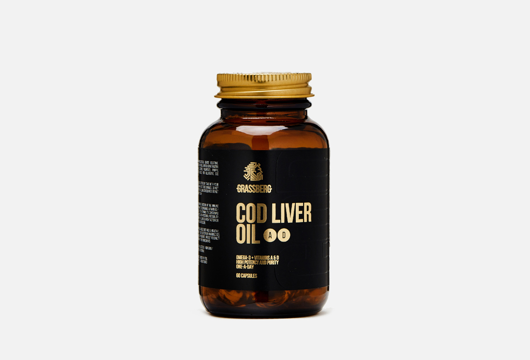 Омега 3 с витаминами А, D3 GRASSBERG Cod liver oil в капсулах 60 шт