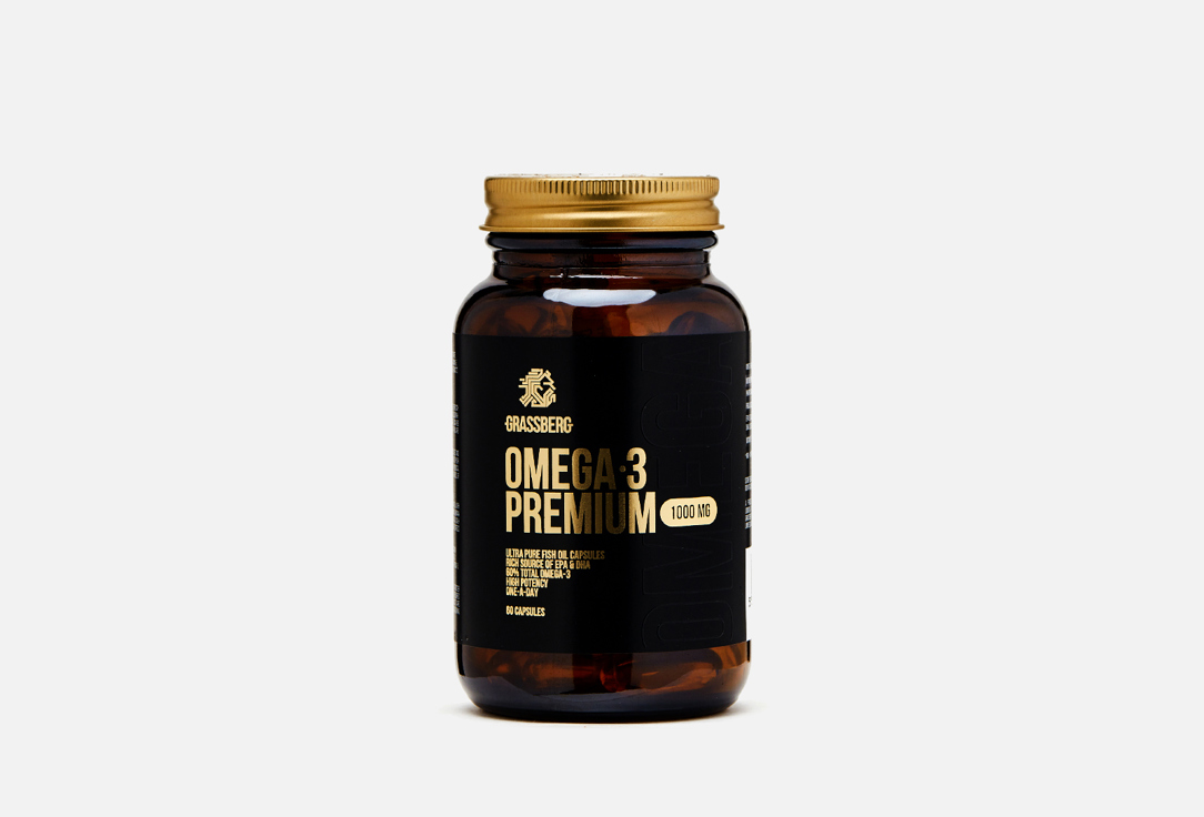 омега жиры grassberg omega 3 premium 1000 mg 60 шт Омега 3 GRASSBERG Premium 1000 mg в капсулах 60 шт