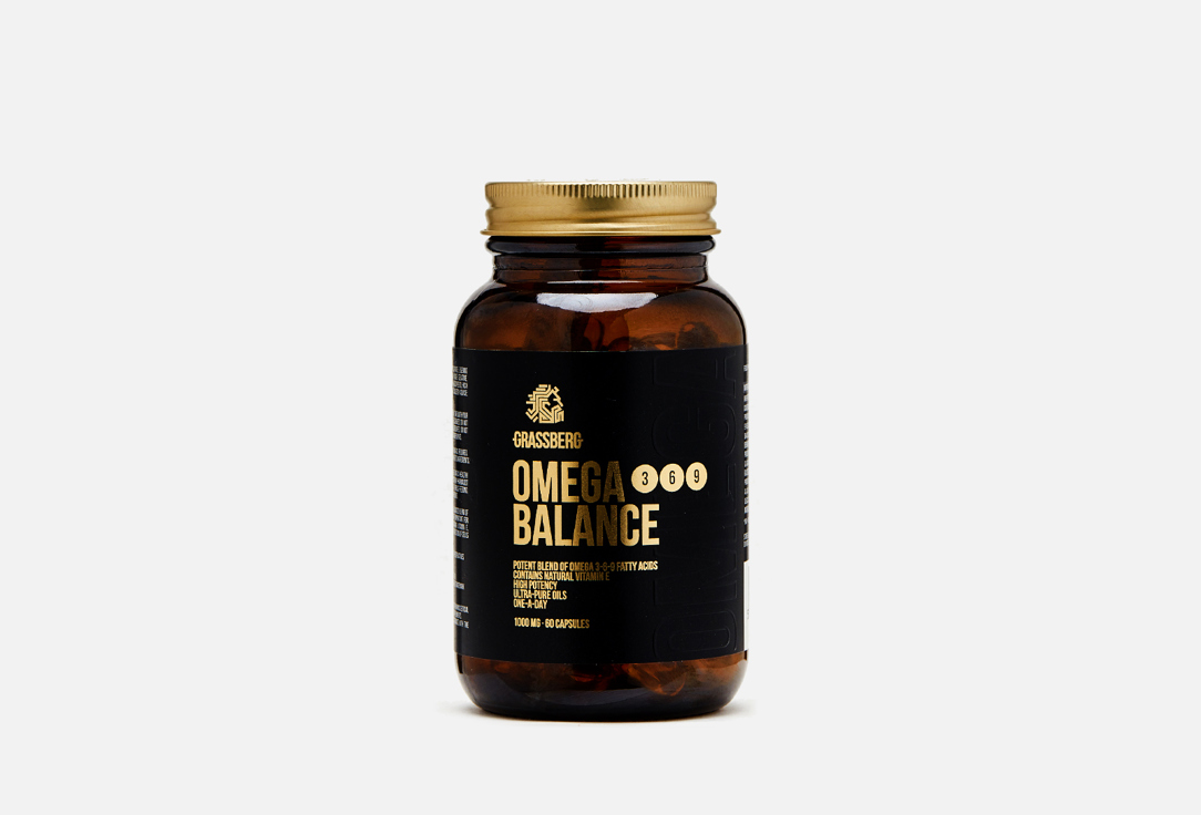 Омега 3-6-9 GRASSBERG Omega balance 1000 мг в капсулах 60 шт цинк grassberg 15 мг в капсулах 180 шт