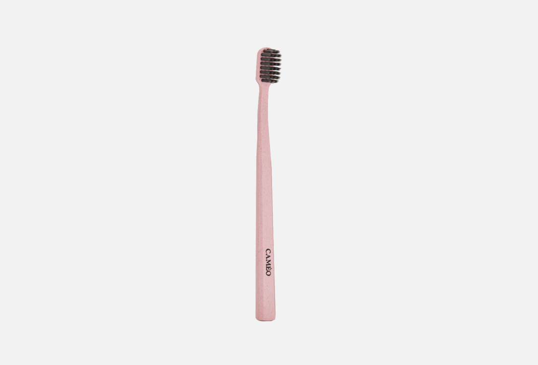Зубная щетка из экологически чистых материалов, розовая CAMÉO by Elen Manasir с бамбуковым углем 