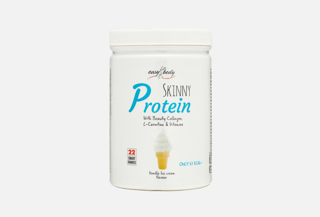 цена Комплексный протеин для похудения со вкусом ванильное морожение QNT Skinny Protein with beauty collagen, L-carnitine and vitamins 450 г