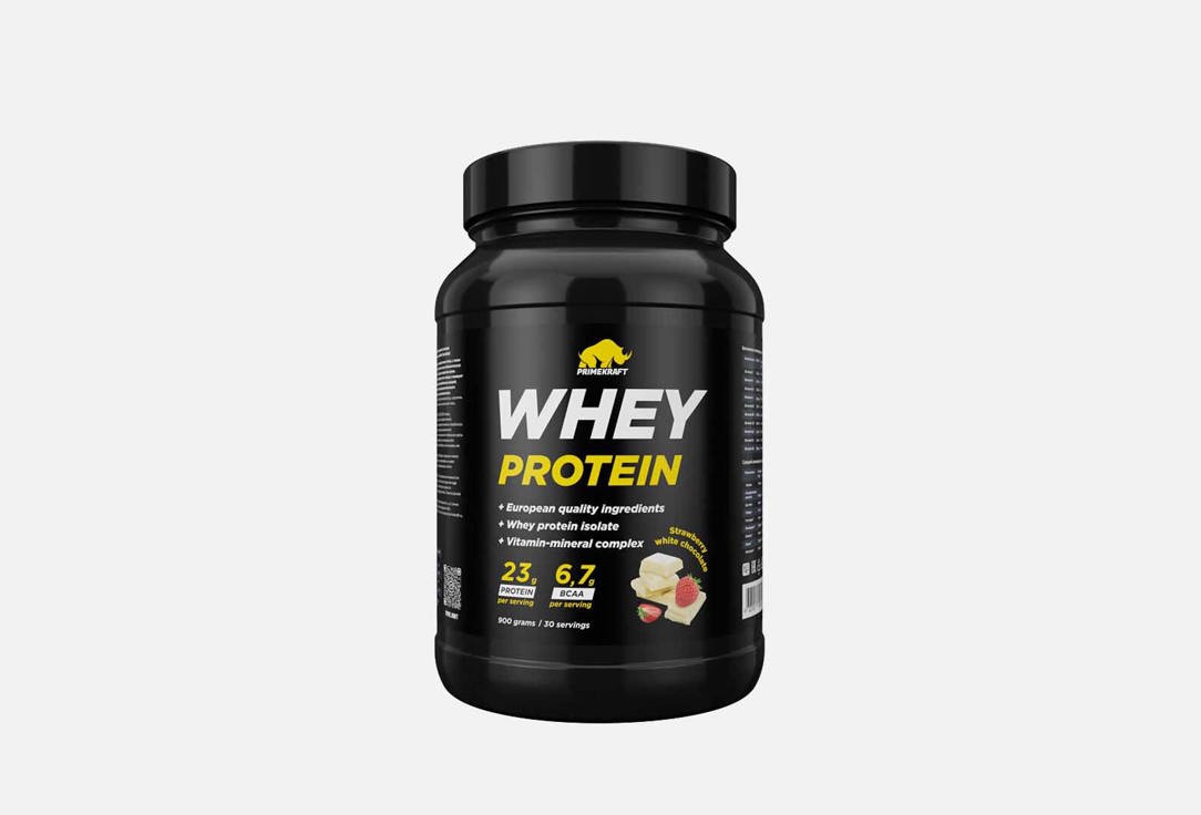 Сывороточный протеин клубника-белый шоколад PRIMEBAR WHEY 900 г