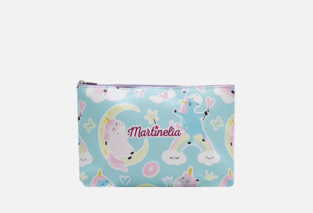 Изображение товара Детская косметичка Martinelia зеленая с единорогами размер 16х22х4 см