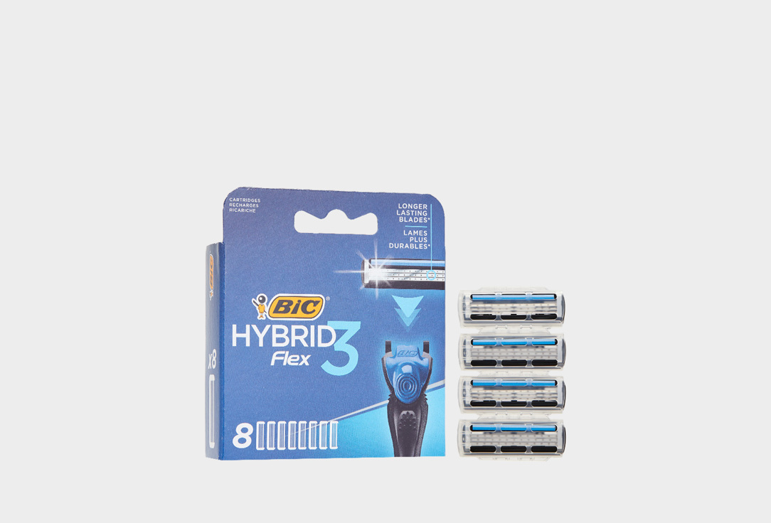Сменные кассеты для мужской бритвы, 8 шт. BIC Hybrid 3 Flex 8 шт сменные касcеты для бритвенных станков bic flex 3 hybrid 8 шт