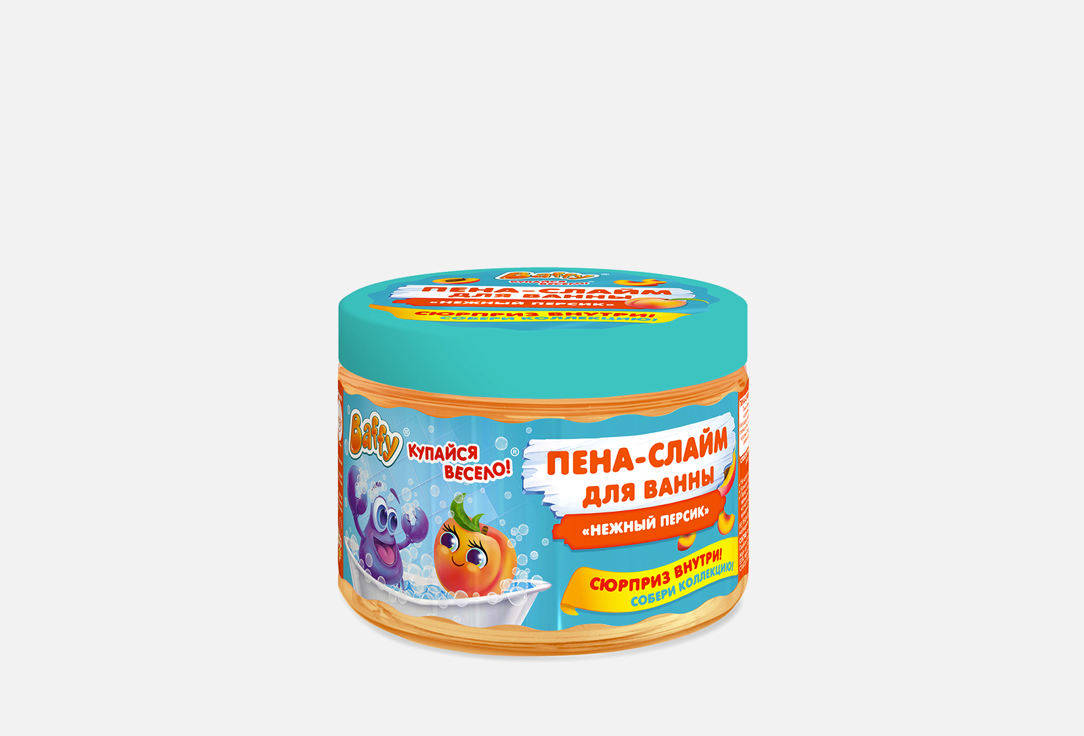 цена Детская пена-слайм для ванны с сюрпризом BAFFY Нежный персик 300 мл