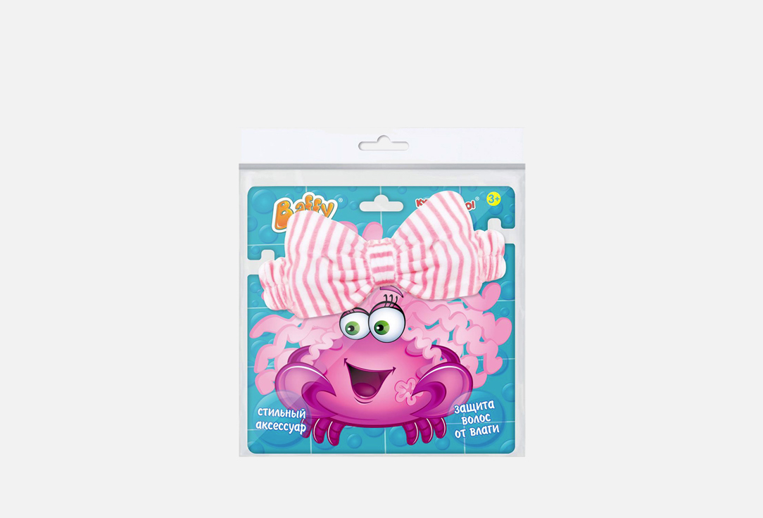 Повязка-резинка на голову "Бантик" Baffy нежно-розовый в полоску 