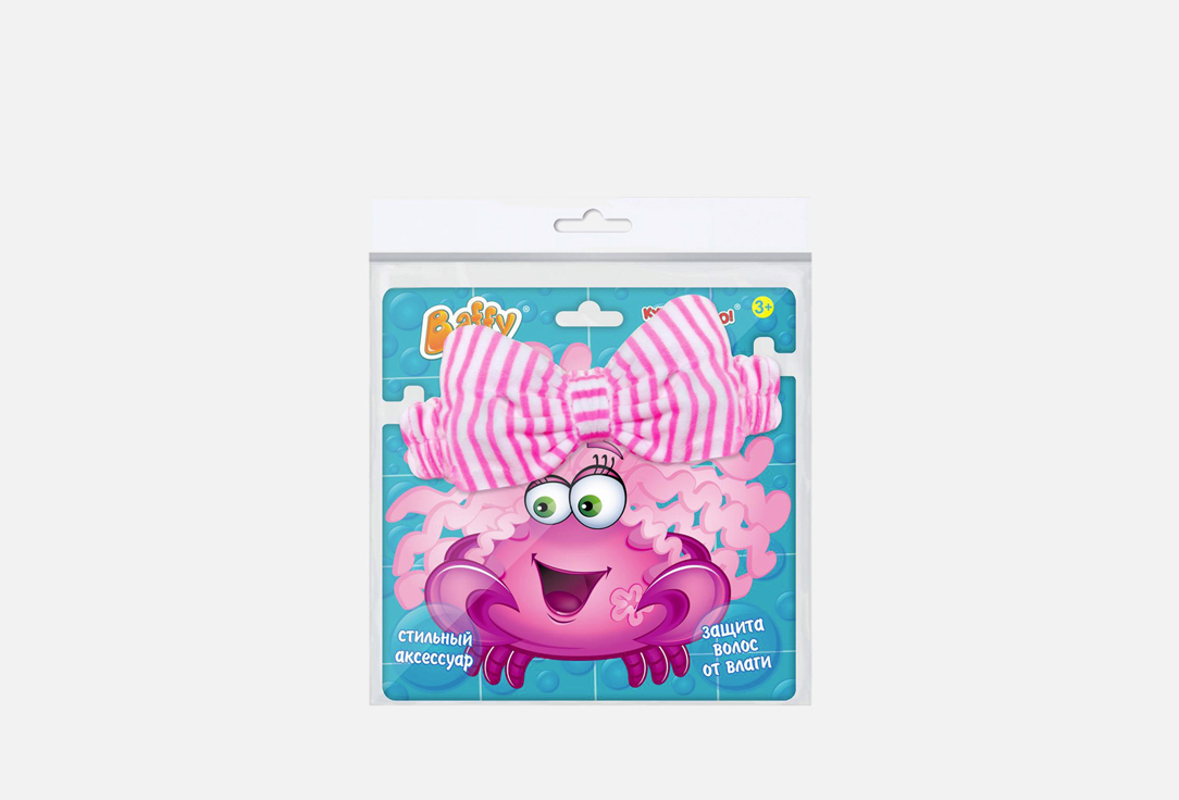 Повязка-резинка на голову "Бантик" Baffy розовый в полоску 