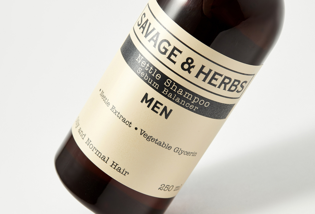 Шампунь для жирных волос из крапивы  Savage & Herbs  Herbal nettle shampoo, sebum and volume 