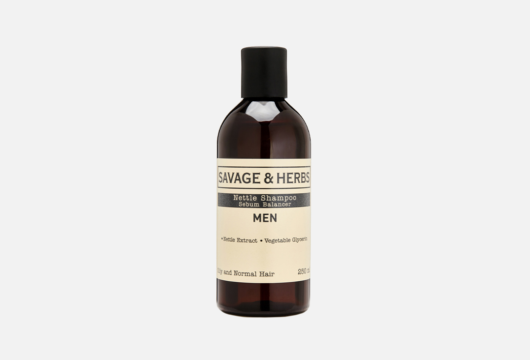 Шампунь для жирных волос из крапивы SAVAGE & HERBS Herbal nettle shampoo, sebum and volume 250 мл цена и фото