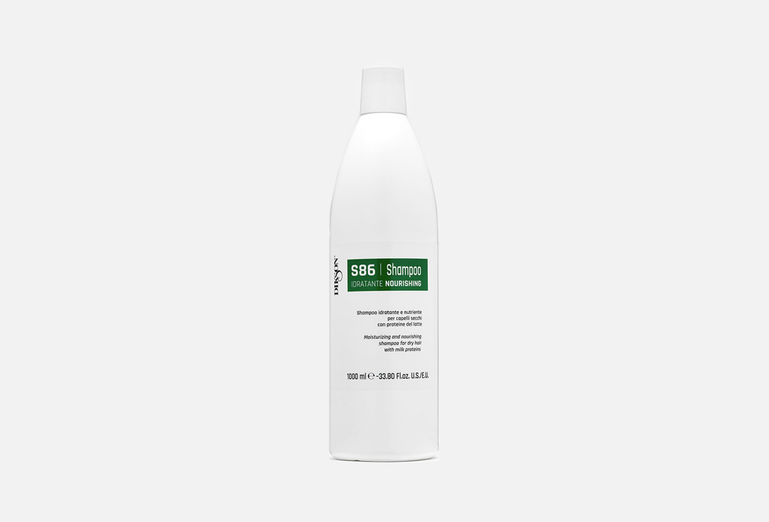 Питательный шампунь с протеинами молока DIKSON S86 Nourishing Shampoo 1000 мл увлажняющий шампунь для натуральных и наращенных волос professional shampoo шампунь 1000мл