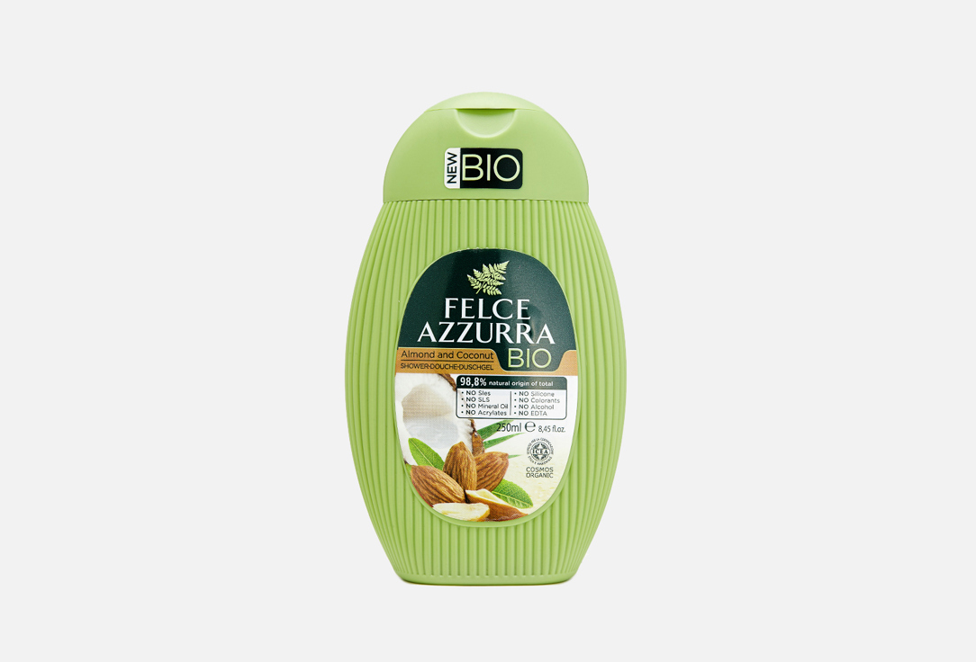 Гель для душа FELCE AZZURRA BIO Almond and Coconut 250 мл творожок савушкин кокос миндаль 3 5% 120 г