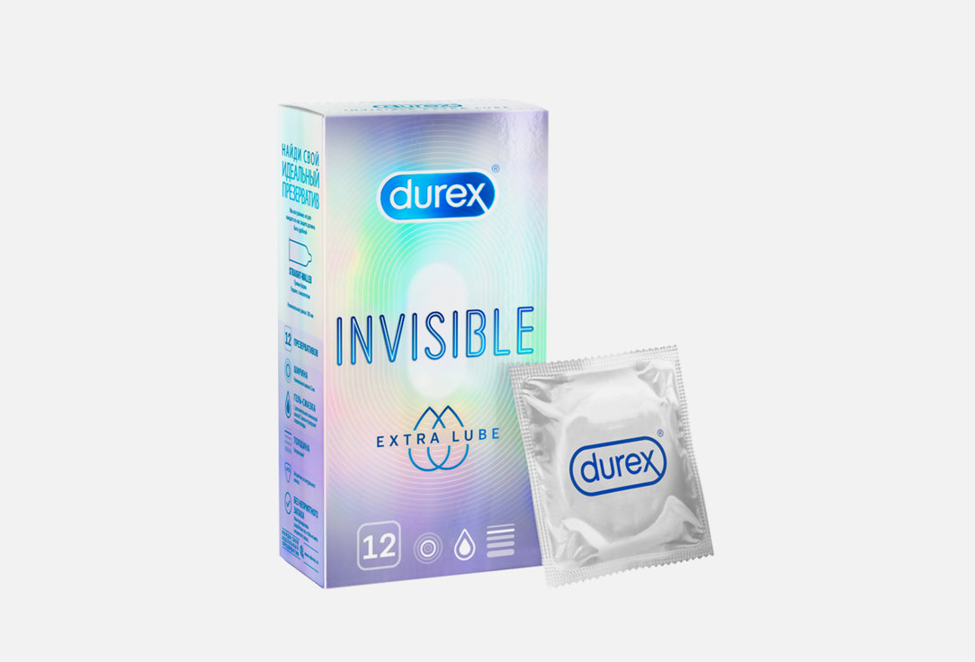 Презервативы из натурального латекса  Durex Invisible Extra Lube  