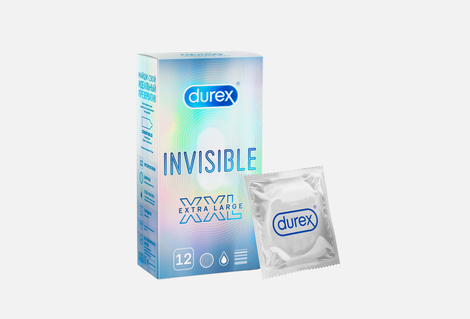 Durex Презервативы из натурального латекса Invisible XXL 12 шт — купить ...