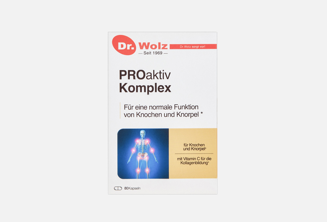 БАД для суставок и связок DR. WOLZ Proaktiv complex омега 3, глюкозамин, хонроитин 80 шт цена и фото