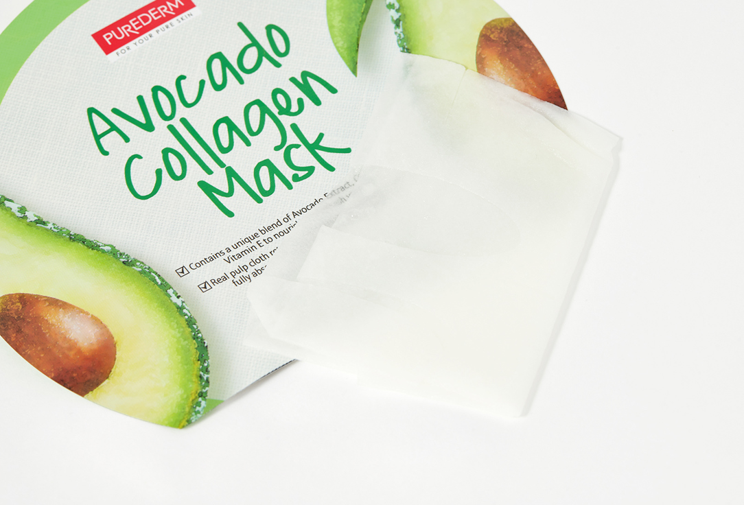 Коллагеновая маска с экстрактом плодов авокадо  Purederm AVOCADO COLLAGEN MASK 