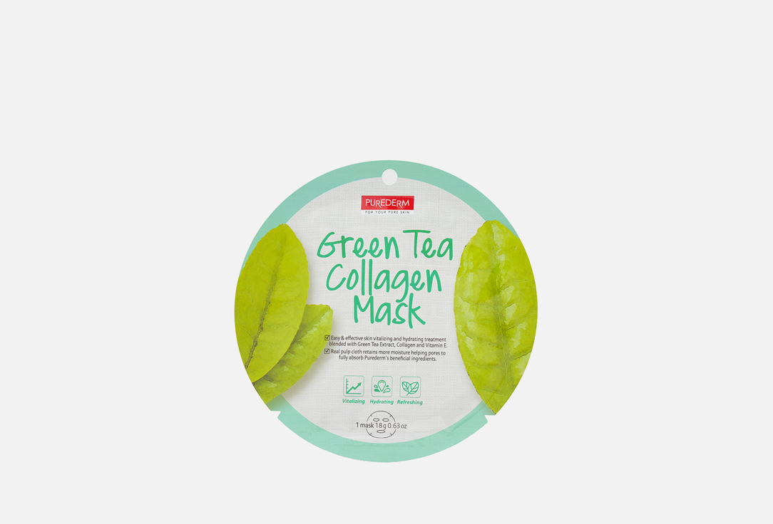 Коллагеновая регенерирующая маска с экстрактом зеленого чая Purederm GREEN TEA COLLAGEN MASK 