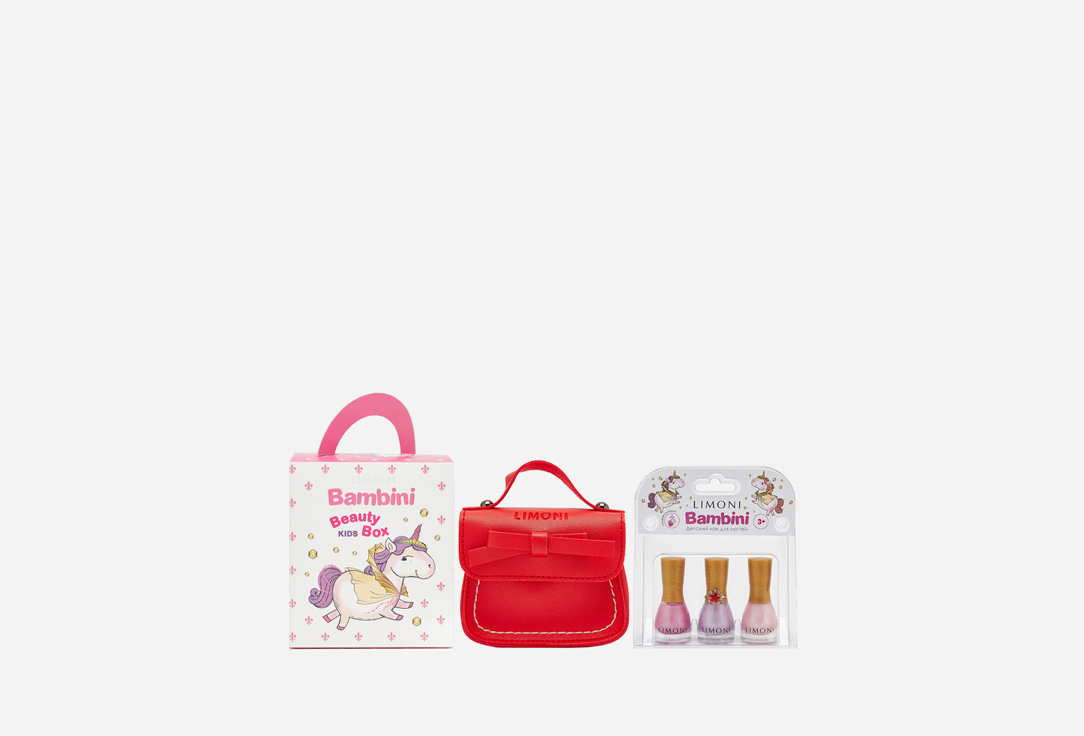 Изображение товара Детский набор LIMONI №17 с лаками для ногтей и сумочкой красный