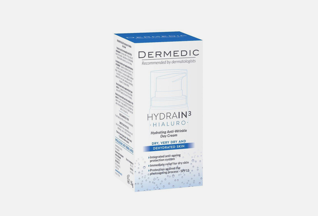 Дневной увлажняющий крем против морщин SPF15 DERMEDIC HYDRAIN3 HIALURO 