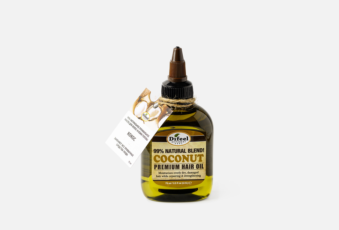 масло для волос difeel natural vitamin e premium hair oil 99% 75 мл масло для волос DIFEEL Natural Coconut Premium Hair Oil 99% 75 мл