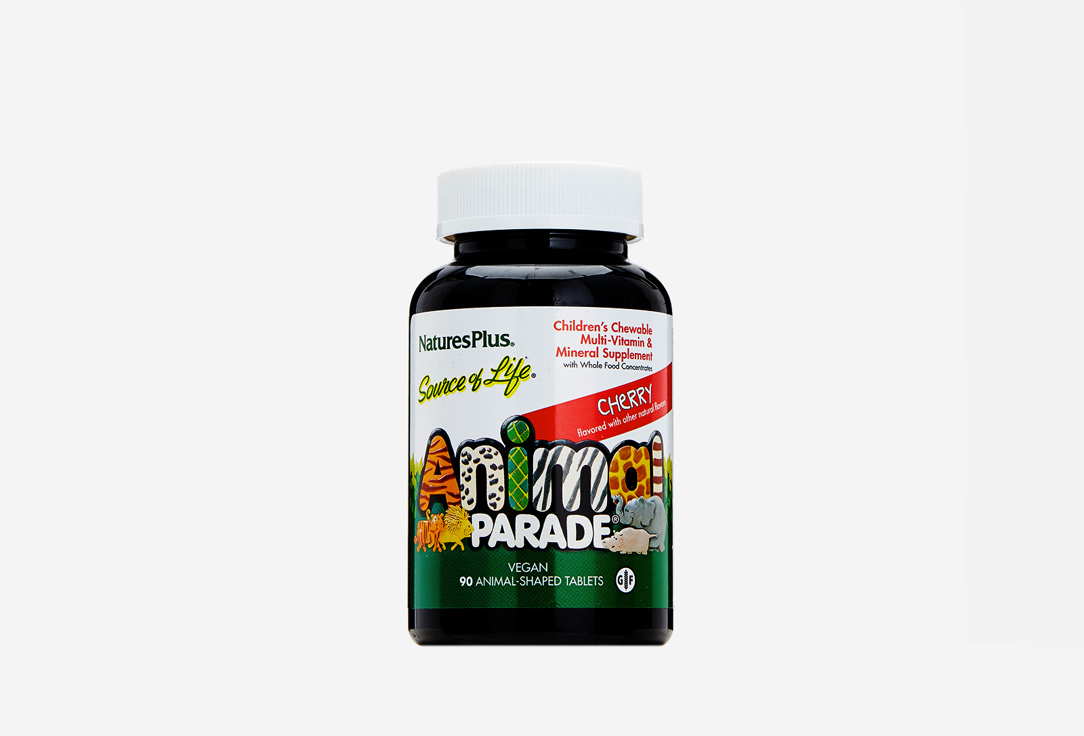 Комплекс витаминов для детей ANIMAL PARADE В жевательных таблетках cо вкусом вишни 90 шт пробиотики для детей animal parade acidophikidz в жевательных таблетках с ягодным вкусом 90 шт