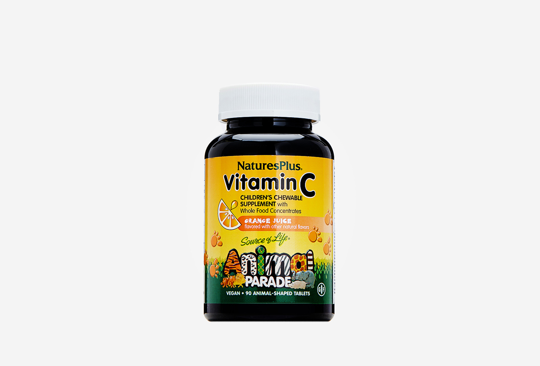 Витамин C для детей ANIMAL PARADE В жевательных таблетках со вкусом апельсинового сока 90 шт now foods жевательный витамин c 500 со вкусом апельсинового сока 100 таблеток